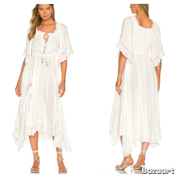 NWT Free People Beach Bliss Maxi Ivory Dress SIZE: L - Picture 4 of 10